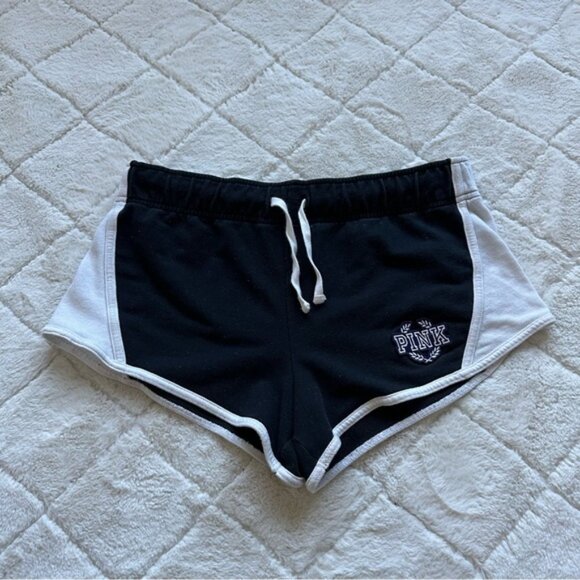 Victoria's Secret PINK | Black and White Varsity shorts | Size Medium - Picture 1 of 12